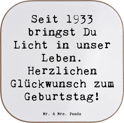 Produktbild von Mr. & Mrs. Panda Untersetzer für Gläser Spruch 1933 Geburtstag - Weiß - Geschenk, Tischschoner, Holzuntersetzer, Alter, Nostalgie, Geburtsjahr, Coaster, Tischuntersetzer