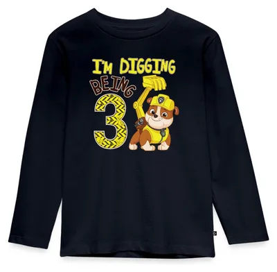 Produktbild von Spreadshirt Paw Patrol Geschenk 3 Jahre Geburtstag Rubble Kinder Premium Langarmshirt, 98/104 (2 Jahre), Navy