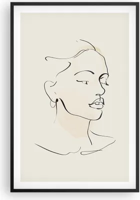 Produktbild von Gerahmtes Poster - Schwarzer Rahmen - Frau Zeichnung Linie - 61x91,5 cm - Wand Bild - Wanddeko - Wandbilder - Kunstposter - Wandposter - Bilderrahmen - Bilder - Kunstdruck - P2BPA61x91-5046