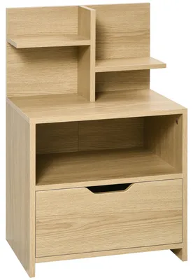 Productafbeelding van HOMCOM nachtkastje, nachttafel met lade, bijzettafel met vak, 2 planken