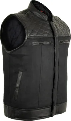 Produktbild von Biker Weste Motorrad Clubweste Diamond Jeans Style Textilweste Leder Applikation(XL)