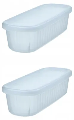Produktbild von IKEA RYKTA Behälter mit Deckel durchsichtig grau-blau 9x24x7 cm