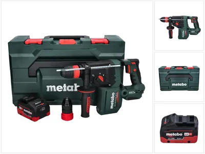 Image de Perceuse-visseuse à percussion sans fil Metabo KH 18 LTX BL 28 Q, 18 V, 3 J, SDS plus, moteur sans balais (Brushless) + 1 batterie de 5,5 Ah + coffret metaBOX - sans chargeur.