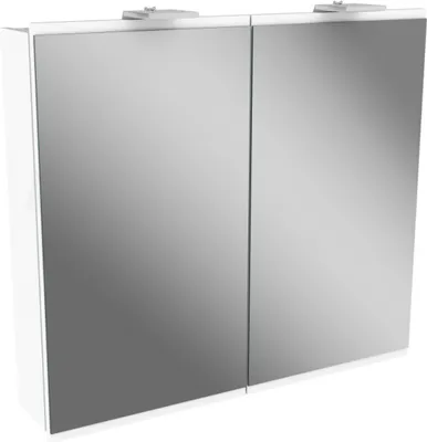 Produktbild von FACKELMANN LED Spiegelschrank LIMA / Badschrank mit Soft-Close-System / Maße (B x H x T): ca. 80 x 73 x 15,5 cm / Möbel fürs WC oder Badezimmer / Korpus: Weiß / Front: Weiß/Spiegel