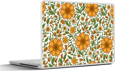 Produktbild von MuchoWow® Laptop Aufkleber Sticker Cover Blumen - Orange - Design 40x30 cm - Laptop Dekoration - Selbstklebend