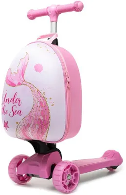 Produktbild von Kinderkoffer 2-in-1 – Klappbar – Rosa Meerjungfrau – Ideal für den Urlaub