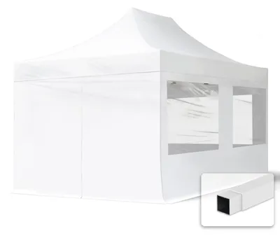 Immagine prodotto di TOOLPORT 3x4,5m gazebo pieghevole con laterali (finestre panoramiche), ECONOMY acciaio, bianco