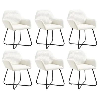 Image de The Living Store Chaises de salle à manger 6 pcs. Tissu crème