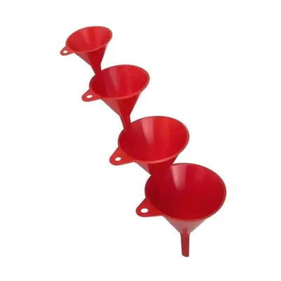 Produktbild von hünersdorff Trichter-Set 4-teilig, bruchsicher, Chemikalienbeständig, Rot