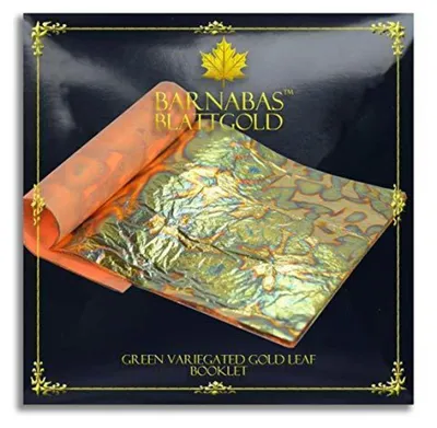 Immagine prodotto di Foglia d'oro verde, assortita, 25 fogli, 14x14 cm, per arte e artigianato