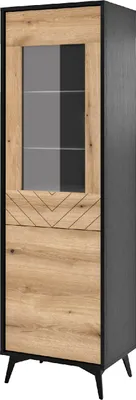 Produktbild von Vitrine Vitrinenschrank Beistellschrank DIAMOND 08 schwarz / evoke eiche 54x178x39cm