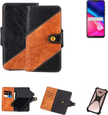 Produktbild von K-S-Trade Handyhülle Schutzhülle Bookstyle Case Wallet-Case kompatibel mit Cubot P20 Handy Cover Bumper Klapphülle schwarz hellbraun 1x