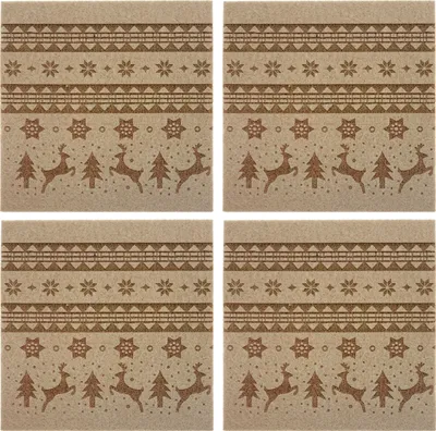 Produktbild von Oblique Unique 4 Filz Untersetzer eckig 10 cm Glasuntersetzer als Tischdeko für Weihnachten Adventsdeko - beige