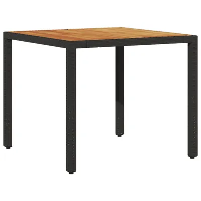 Obrázek produktu pro Zahradní stůl s akáciovou deskou černý 90x90x75 cm polyratan