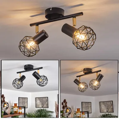 Produktbild von Torano »Torano« 2-flammige Deckenlampe aus Metall in Schwarz und goldfarben