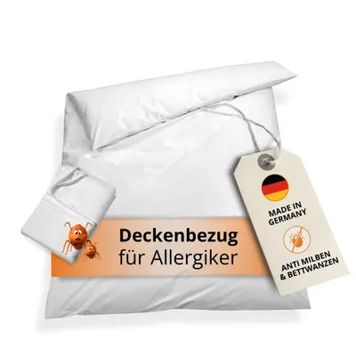 A white duvet cover is folded and presented with a tag attached.