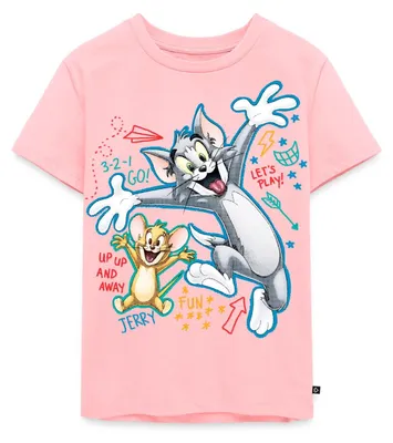 Produktbild von Spreadshirt Tom Und Jerry Play Time Kinder Premium T-Shirt, 122/128 (6 Jahre), Rosa