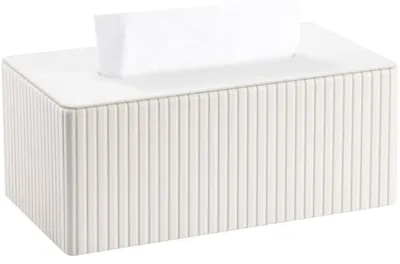 Produktbild von Kosmetiktücherbox Rechteckig Kunstleder Weiß 25x14x9 cm