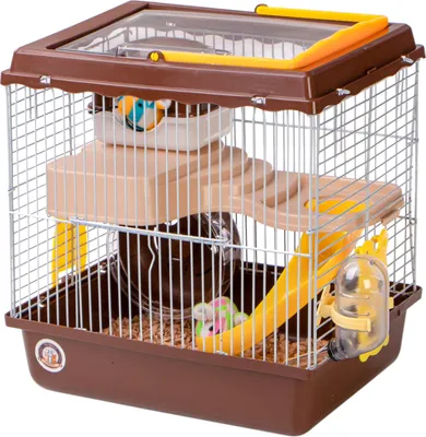Immagine prodotto di gabbia per piccoli roditori, Furrever Friends Miku Easy Small, casetta fissata alla griglia, set marrone