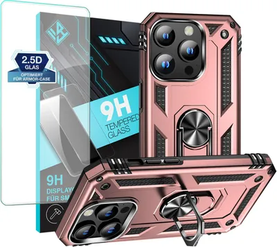 Produktbild von Armor Outdoor Handyhülle für Apple iPhone 15 Pro Max Handy Panzer Case Schutzhülle mit 9H Displayglas Displayschutz Farbe: Rosegold