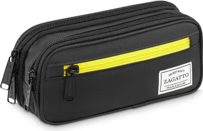Obrázek produktu pro Zagatto ZG850 Dvoudílné pouzdro na psací potřeby, černé s žlutým vnitřkem