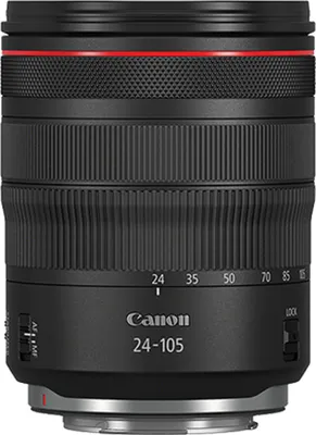 A close-up studio shot of a Canon camera lens.