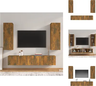 Produktbild von vidaXL 4-tlg. TV-Schrank-Set Räuchereiche Holzwerkstoff -  TV-Möbel