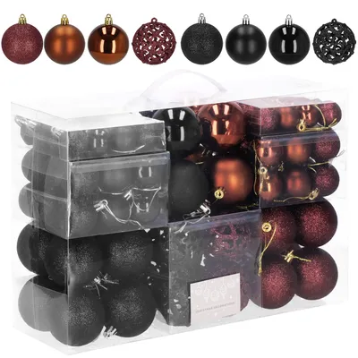 Produktbild von Springos® 100 Stück Weihnachtskugeln Schwarz Braun Baumschmuck Weihnachtsdeko Weihnachtskugeln Set Stilvolle Baumschmuck-Deko