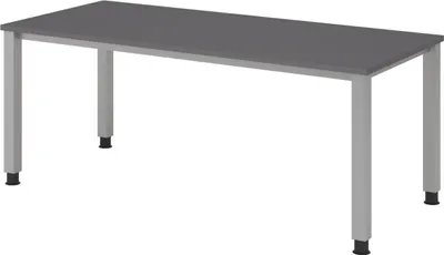 Produktbild von bümö Schreibtisch Serie-Q - Gestell: Silber, Nachbildung: Graphit, Größe:  180 x 80 cm