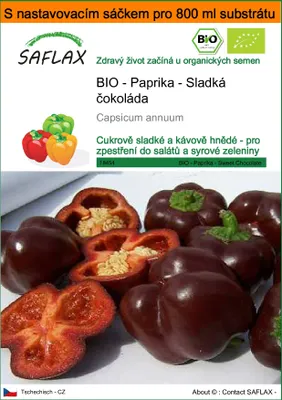 Obrázek produktu pro SAFLAX Garden in the bag - BIO - Paprika - Sladká čokoláda - Capsicum annuum - 10 Semena - S pěstebním substrátem v praktickém samovztyčovacím sáčku