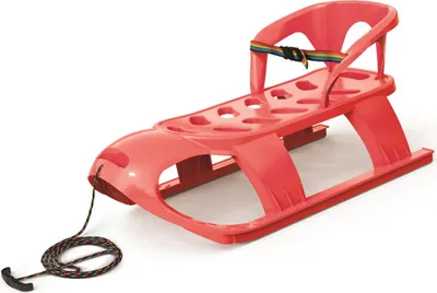 Produktbild von Kunststoff-Schlitten mit Rückenlehne 88×45×42 cm – Roter Kinderschlitten