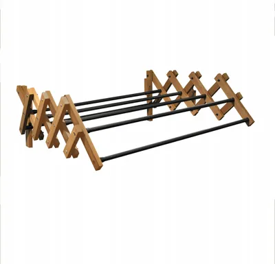 Zdjęcie produktu dla Suszarka Harmonijkowa Na Pranie Drewiana Stal Składana Rozciągana 60 Cm