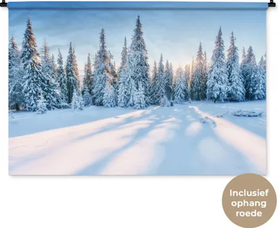 Produktbild von MuchoWow® Wandteppich Wandbehang Wald - Schnee - Winter 150x100 cm Tapisserie Dekoration Wandtuch - Waschbar - Tapisserien - Wand-Decke