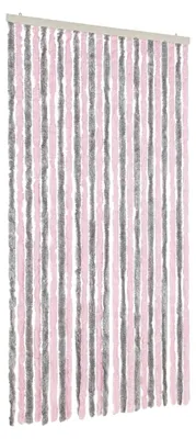 Image de vidaXL Rideau anti-mouches gris argenté et rose 100x200 cm chenille
