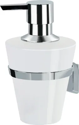Produktbild von spirella Seifenspender Max Light | robuster Edelstahl und Keramik | zur Wandmontage inklusive Schrauben | auch zum Kleben geeignet - separat erhältlich