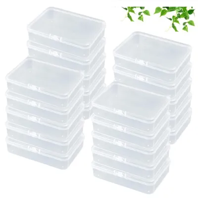 20 Kunststoff-Aufbewahrungsboxen mit Deckel, transparent, 9,5x6,5x2,5 cm
