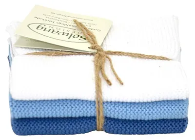 Produktbild von Solwang Wischtuch WEISS BLAU KOMBI 3er Set Tücher Wischlappen Wischtücher Lappen