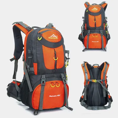 Productafbeelding van Trekking rugzak 60 L, waterdicht, oranje, voor kamperen