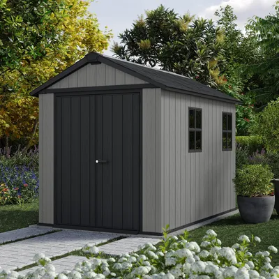 Produktbild von Perham - Gartenhaus, 230x287x246h cm Grau, abschließbar, Harz-Finish