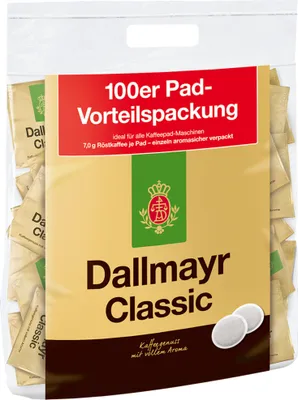 A bag of Dallmayr Classic coffee pads.