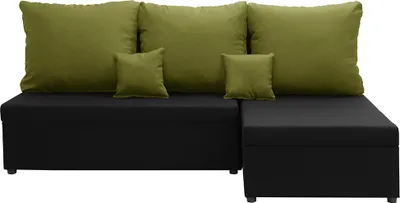 Produktbild von Ecksofa mit Schlaffunktion BODO - Schwarz/Grün