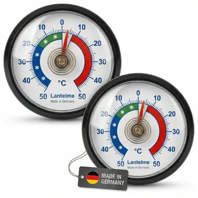Produktbild von 2 Stück Gefrierschrankthermometer Set selbstklebend Temperatur + - 50°C Analog Thermometer für Kühlschrank Kühltruhe Kühlfach Kühltheke