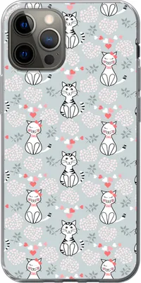 Produktbild von MuchoWow® Handyhülle Schutzhülle Hülle für Telefoonhoesje iPhone 12 Pro Muster - Katze - Herz - Mädchen - Kinder - Mädchen Silikon Softcase Handy Hülle - Abdeckung