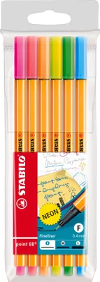 Immagine prodotto di Fineliner - STABILO punta 88 - Confezione da 6 - Colori neon