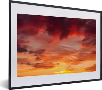 Produktbild von MuchoWow® MuchoWow® Gerahmtes Poster Wolken - Sonne - Rot 40x30 cm - Poster mit zchwarzem Bilderrahmen - Bilderrahmen - Poster im Rahmen