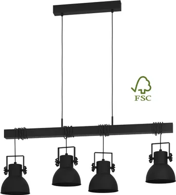 Produktbild von EGLO SHIREBROOK, Schwarz, Stahl, Holz, Universal, I, E27, 220-240 V