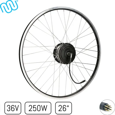 Obrázok produktu pre windmeile x Xiongda | 2-rýchlostný nábojový motor 26" palcov Dual Speed 36V 250W predný motor so špicatým predným kolesom, kotúčová brzda M5 6 dier
