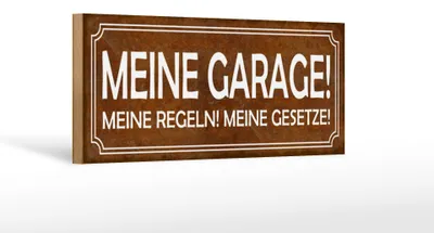 Produktbild von Holzschild Spruch 27x10cm meine Garage Regeln Gesetze