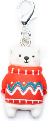 Produktbild von Eisbär mit Pulli Charm Miniblings Anhänger Weihnachten Winter Pullover rot-weiß