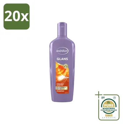 Imagen del producto de 20 champús Andrélon Glans, 300 ml cada uno, pack de 20 unidades